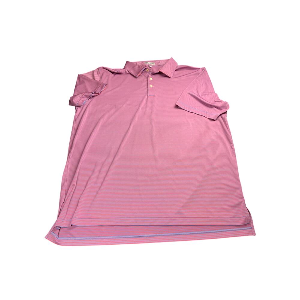 Peter Millar Summer Comfort Polo Men’s XXL Pink Blue Stripe Golf Shirt Perform